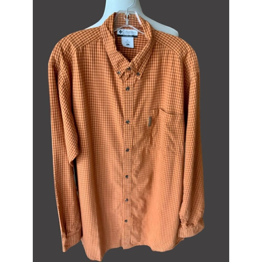 COLUMBIA MENS CASUAL LS BUTTON DOWN COLLARED SHIRT MULIT COLOR PLAID EUC XL TALL